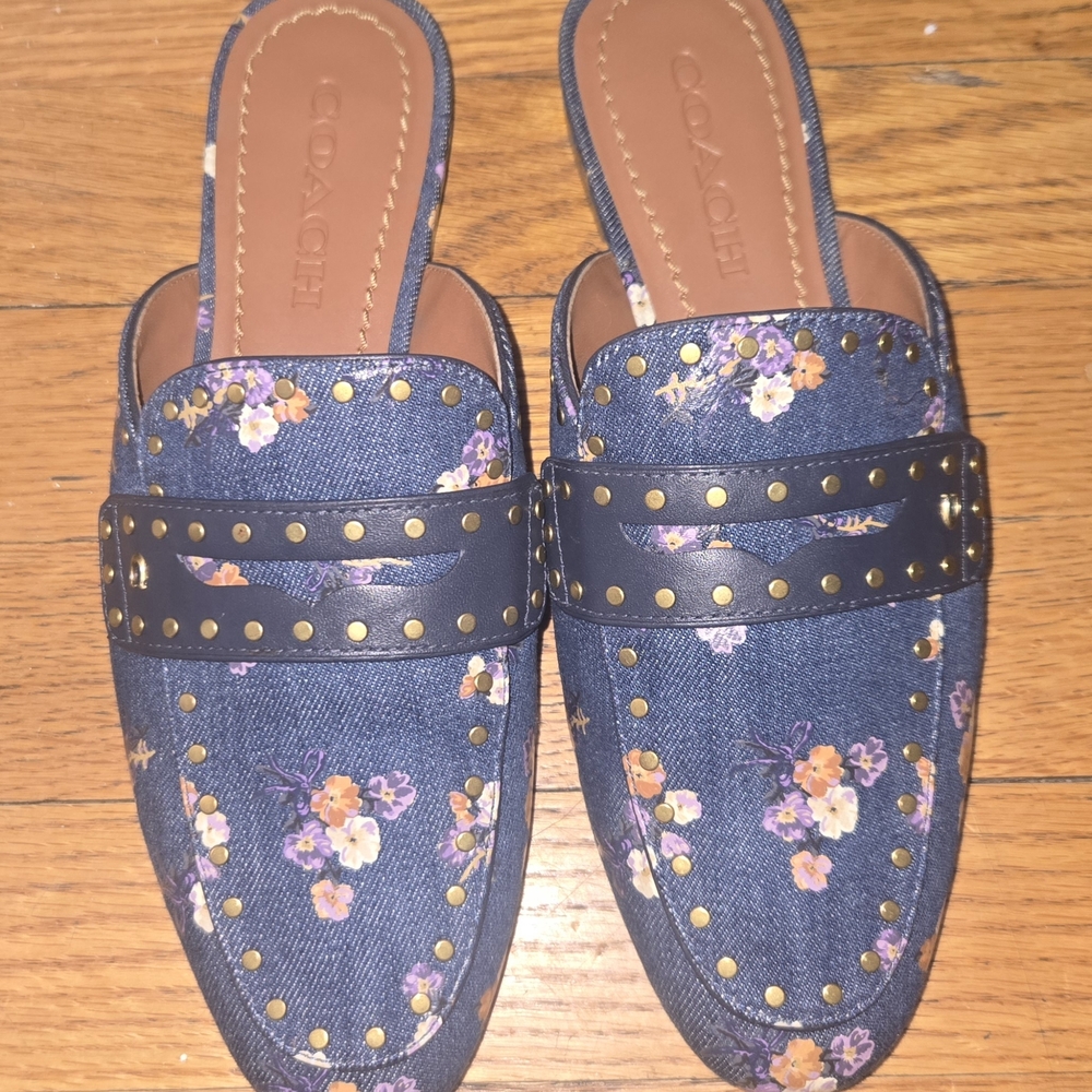 Coach Floral Denim Mules 🌼 - Picture 2 of 7